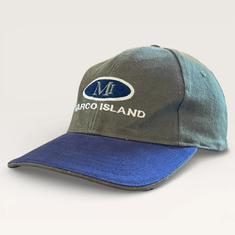 VTG‎ Marco Island Dad Cap J Hats OS Green Blue Florida Souvenir Canvas Strapback